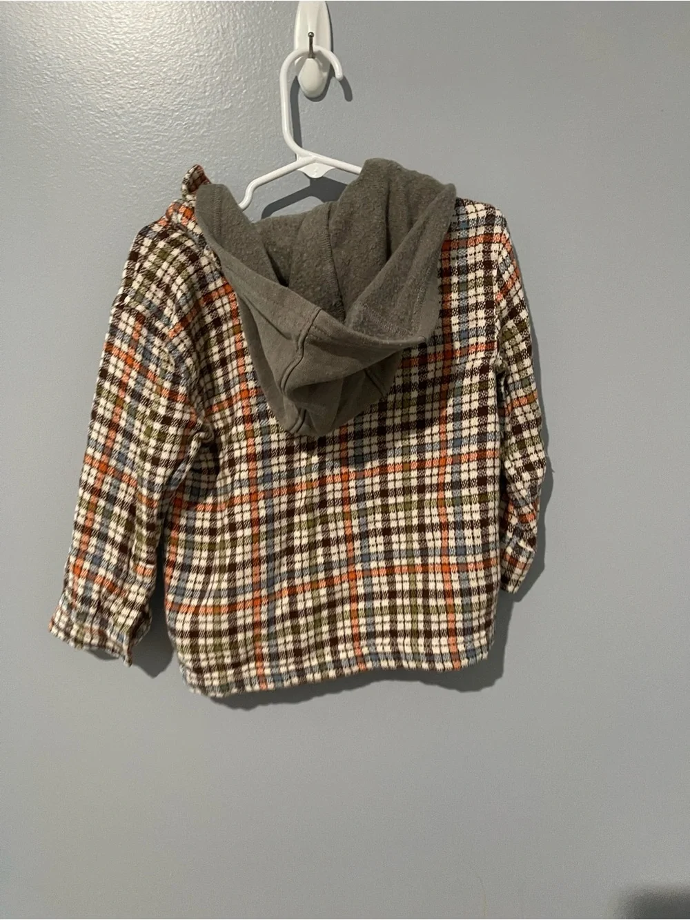 Kids Plaid Hooded Button-Up Shirt Jacket - Orange, Brown, Green | Old Navy 3T